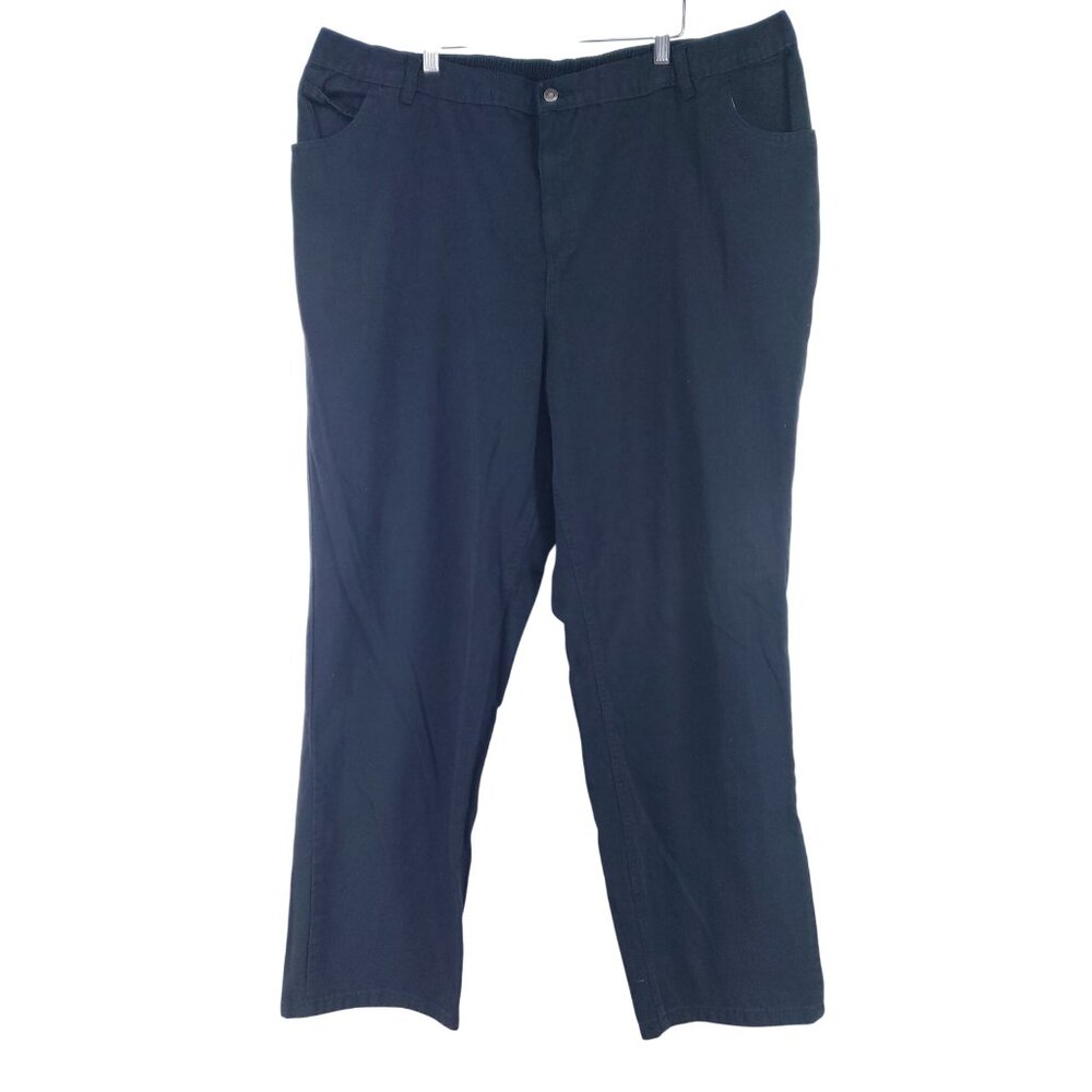 Woman Within Women’s Size 26W Tall Black Elastic Waist Cotton Pants With Pockets
